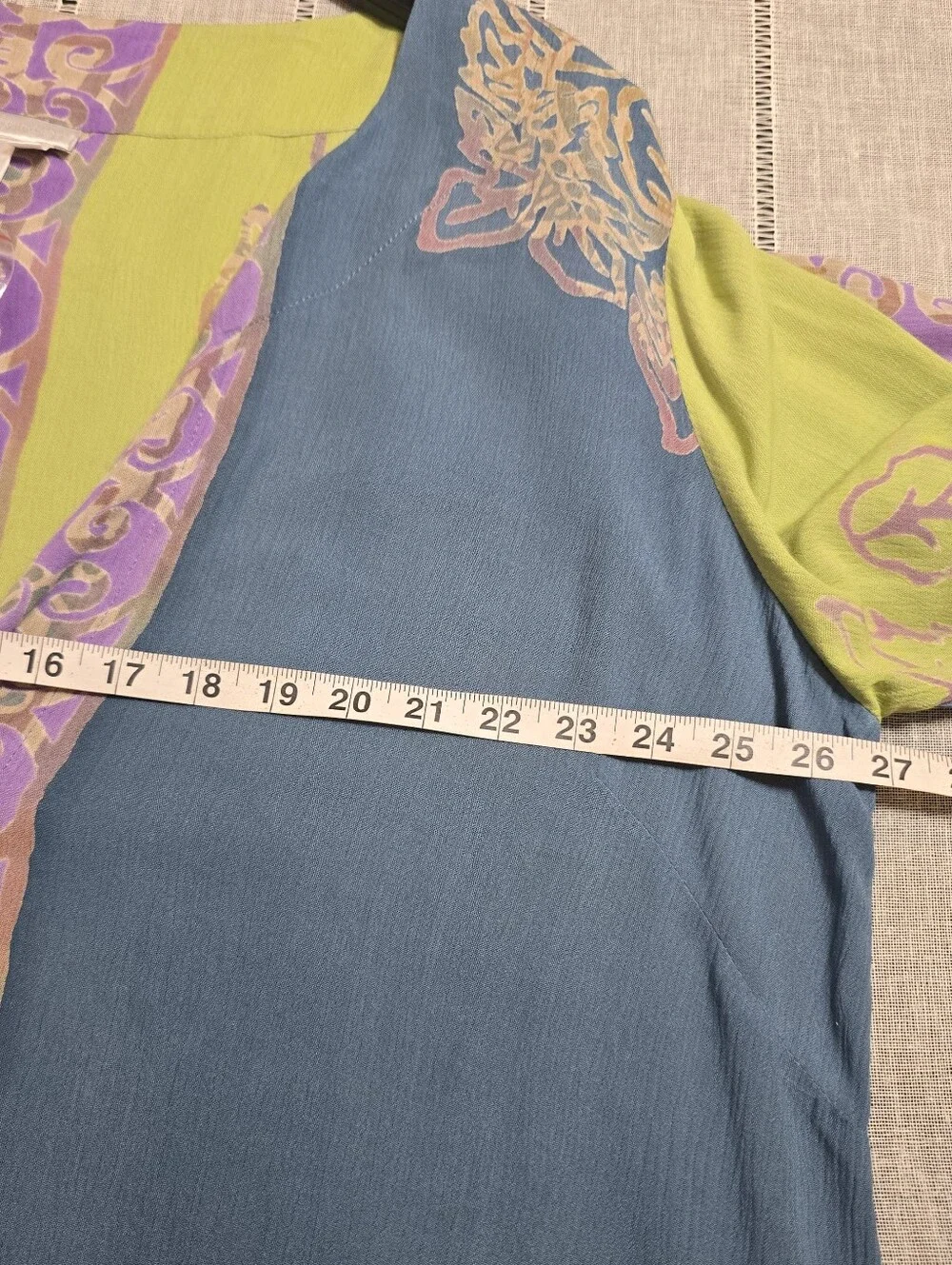Soft Surroundings 100% Rayon Teal Green Purple Button Blouse Overlay Tunic 2x - Picture 13 of 14